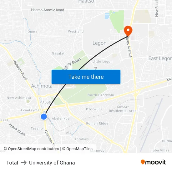 Total to University of Ghana map