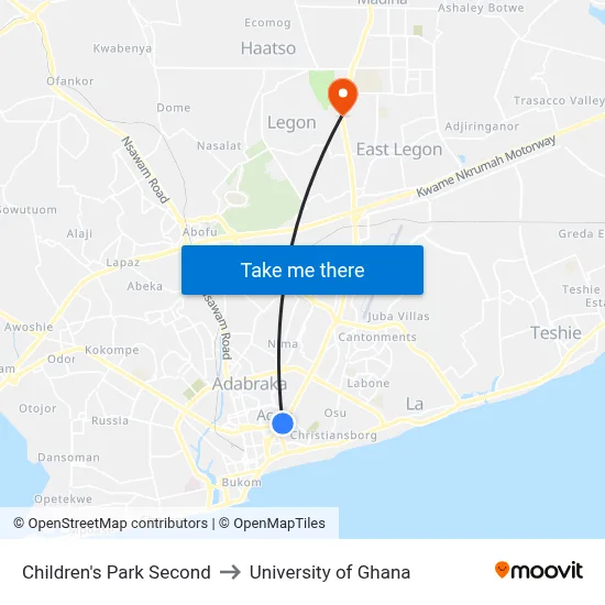Children's Park Second to University of Ghana map