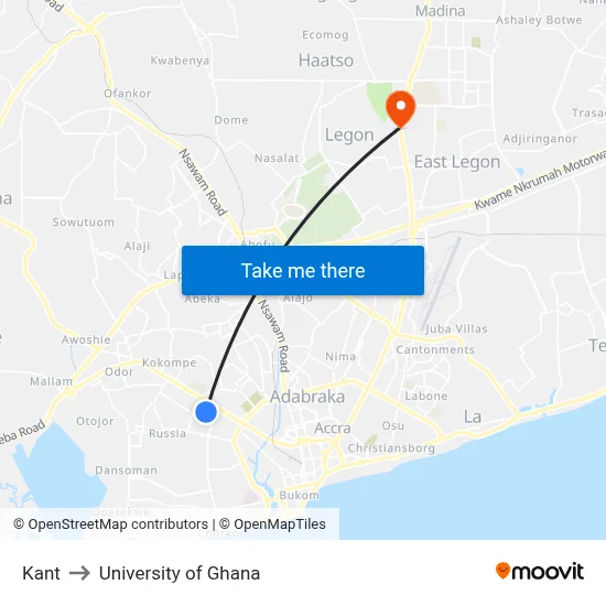 Kant to University of Ghana map