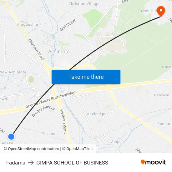 Fadama to GIMPA SCHOOL OF BUSINESS map