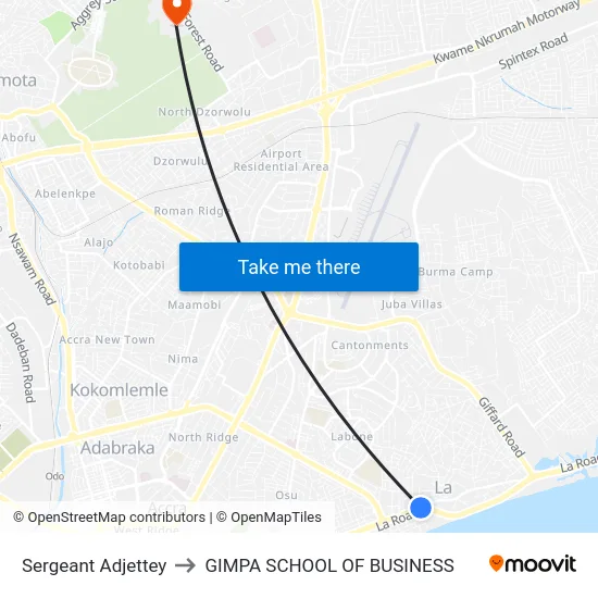 Sergeant Adjettey to GIMPA SCHOOL OF BUSINESS map