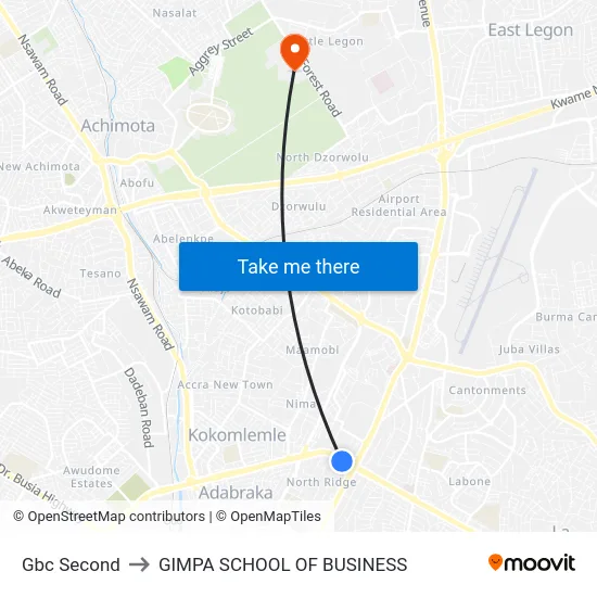 Gbc Second to GIMPA SCHOOL OF BUSINESS map