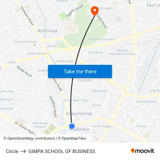 Circle to GIMPA SCHOOL OF BUSINESS map