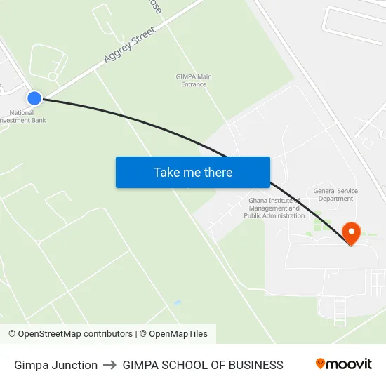 Gimpa Junction to GIMPA SCHOOL OF BUSINESS map