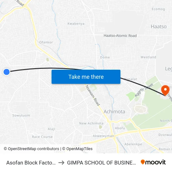 Asofan Block Factory to GIMPA SCHOOL OF BUSINESS map