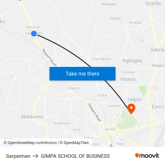 Sarpeiman to GIMPA SCHOOL OF BUSINESS map