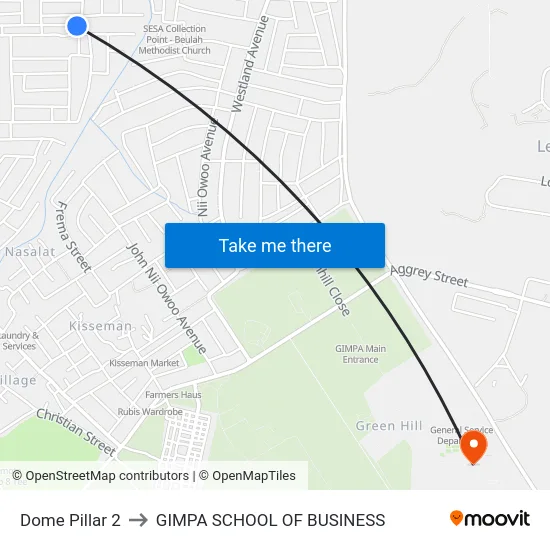 Dome Pillar 2 to GIMPA SCHOOL OF BUSINESS map