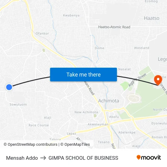 Mensah Addo to GIMPA SCHOOL OF BUSINESS map