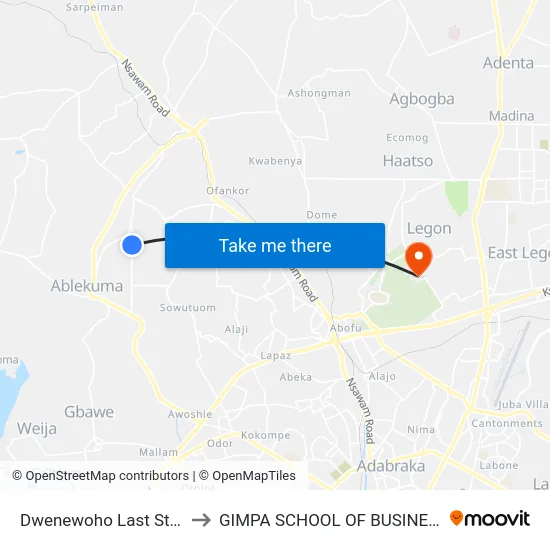 Dwenewoho Last Stop to GIMPA SCHOOL OF BUSINESS map