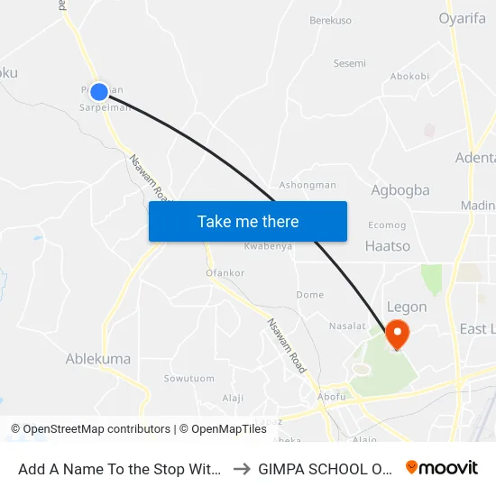 Add A Name To the Stop With Junglebus App to GIMPA SCHOOL OF BUSINESS map