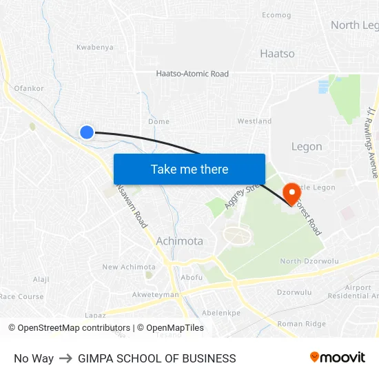 No Way to GIMPA SCHOOL OF BUSINESS map