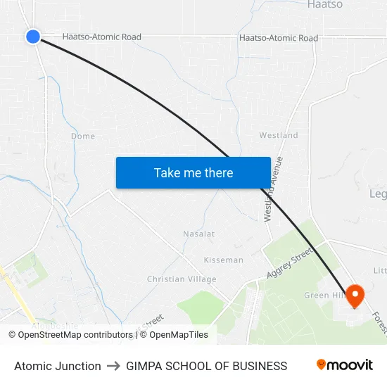 Atomic Junction to GIMPA SCHOOL OF BUSINESS map