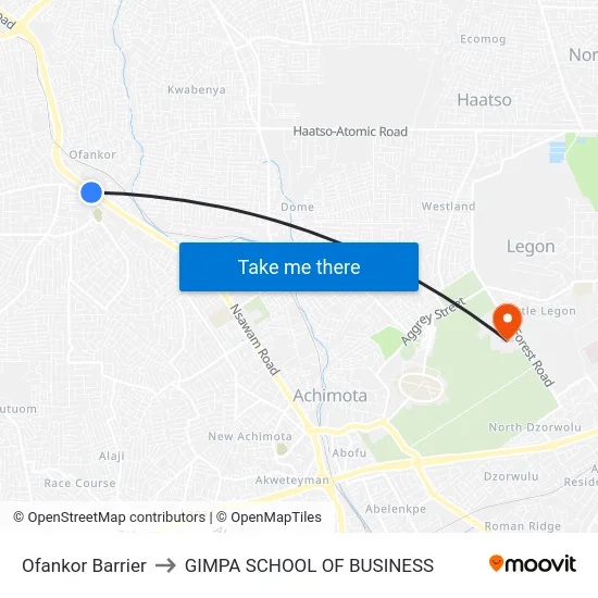 Ofankor Barrier to GIMPA SCHOOL OF BUSINESS map