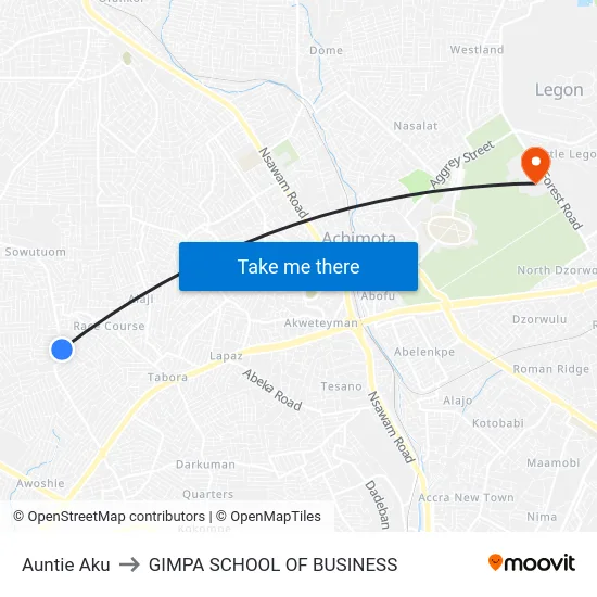Auntie Aku to GIMPA SCHOOL OF BUSINESS map