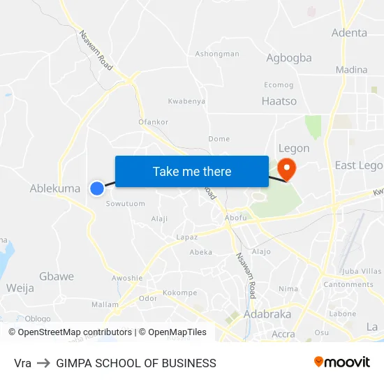 Vra to GIMPA SCHOOL OF BUSINESS map