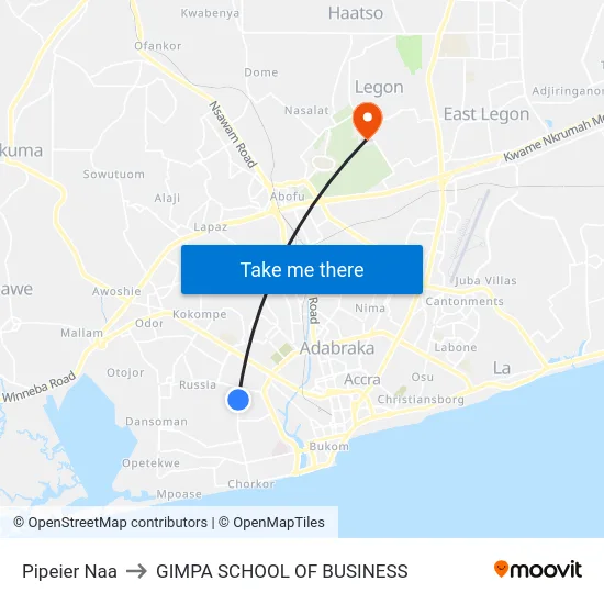Pipeier Naa to GIMPA SCHOOL OF BUSINESS map