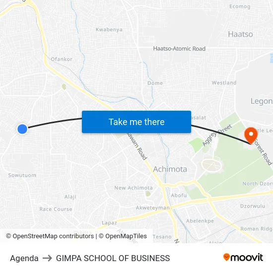 Agenda to GIMPA SCHOOL OF BUSINESS map