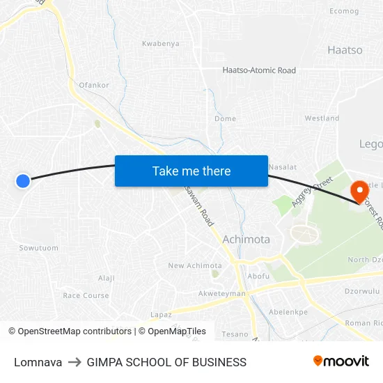 Lomnava to GIMPA SCHOOL OF BUSINESS map