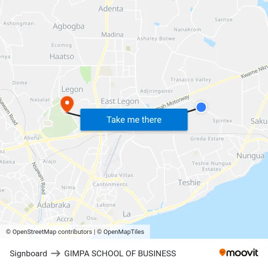 Signboard to GIMPA SCHOOL OF BUSINESS map