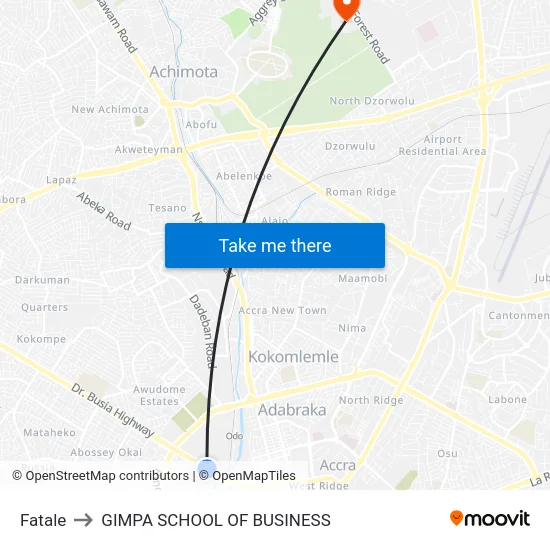Fatale to GIMPA SCHOOL OF BUSINESS map