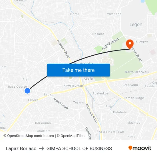 Lapaz Borlaso to GIMPA SCHOOL OF BUSINESS map