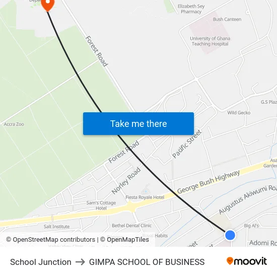School Junction to GIMPA SCHOOL OF BUSINESS map