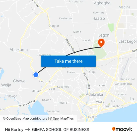 Nii Bortey to GIMPA SCHOOL OF BUSINESS map