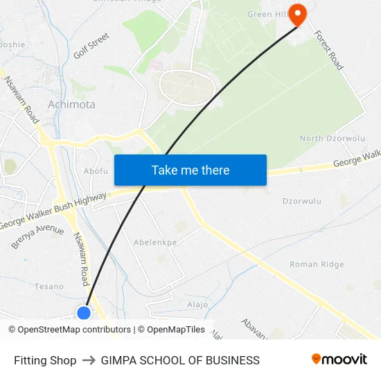 Fitting Shop to GIMPA SCHOOL OF BUSINESS map