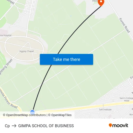 Cp to GIMPA SCHOOL OF BUSINESS map