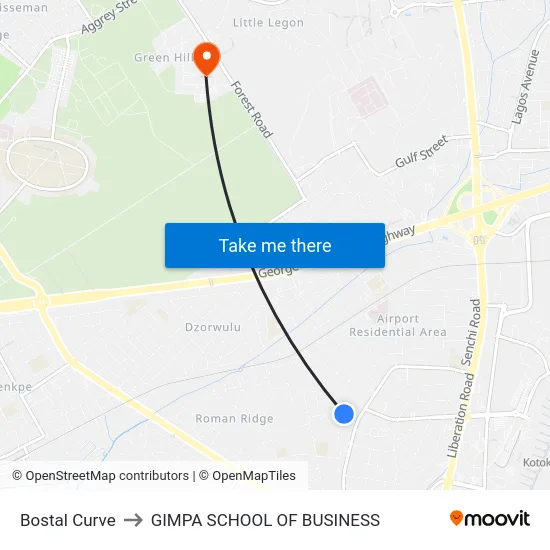 Bostal Curve to GIMPA SCHOOL OF BUSINESS map