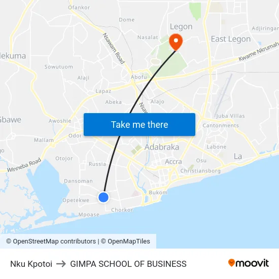 Nku Kpotoi to GIMPA SCHOOL OF BUSINESS map