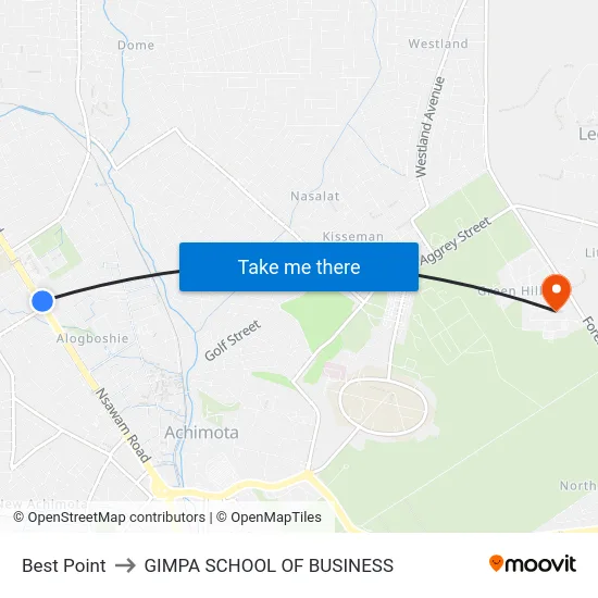 Best Point to GIMPA SCHOOL OF BUSINESS map
