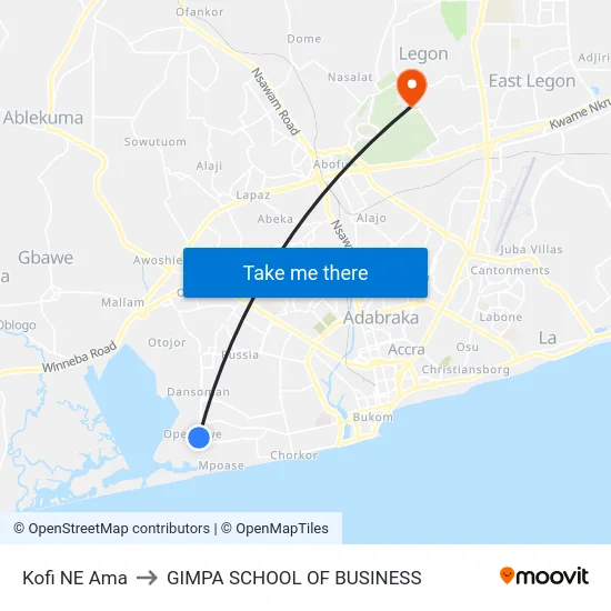 Kofi NE Ama to GIMPA SCHOOL OF BUSINESS map