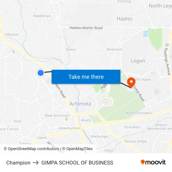 Champion to GIMPA SCHOOL OF BUSINESS map