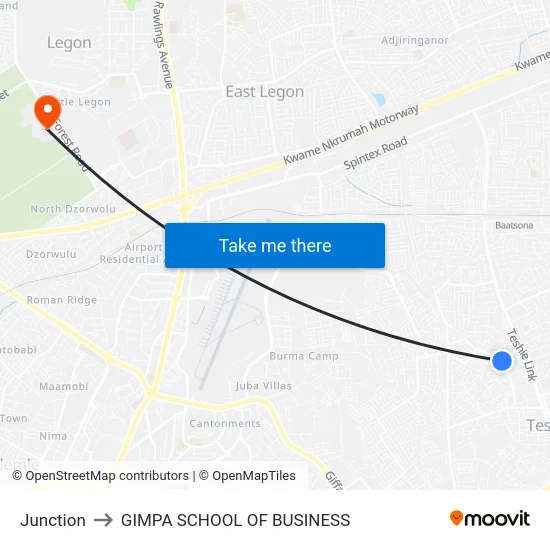Junction to GIMPA SCHOOL OF BUSINESS map