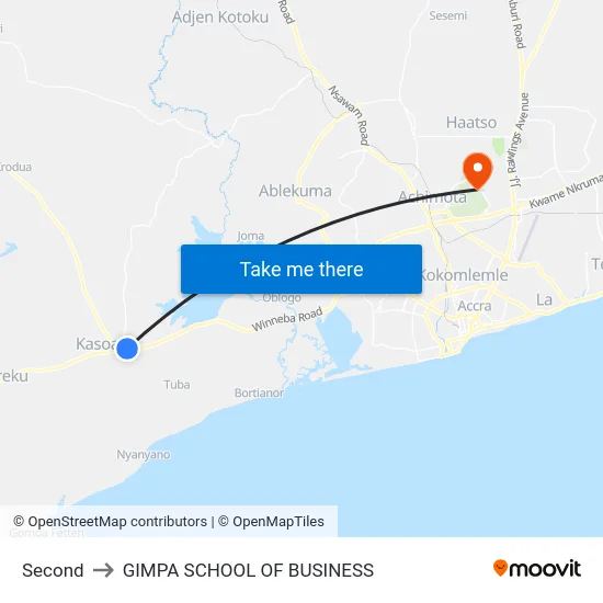 Second to GIMPA SCHOOL OF BUSINESS map