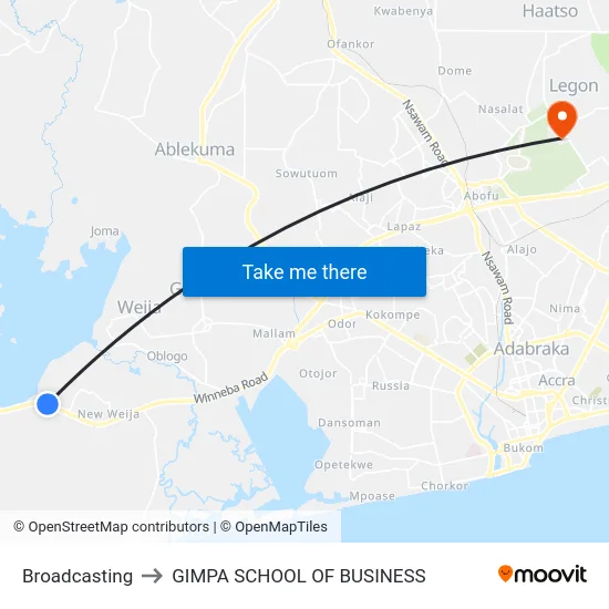 Broadcasting to GIMPA SCHOOL OF BUSINESS map