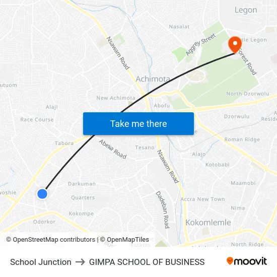 School Junction to GIMPA SCHOOL OF BUSINESS map