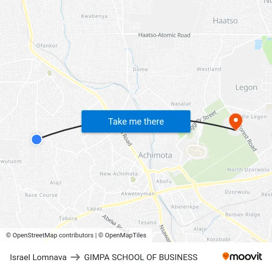 Israel Lomnava to GIMPA SCHOOL OF BUSINESS map