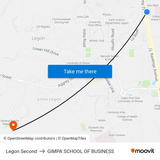 Legon Second to GIMPA SCHOOL OF BUSINESS map