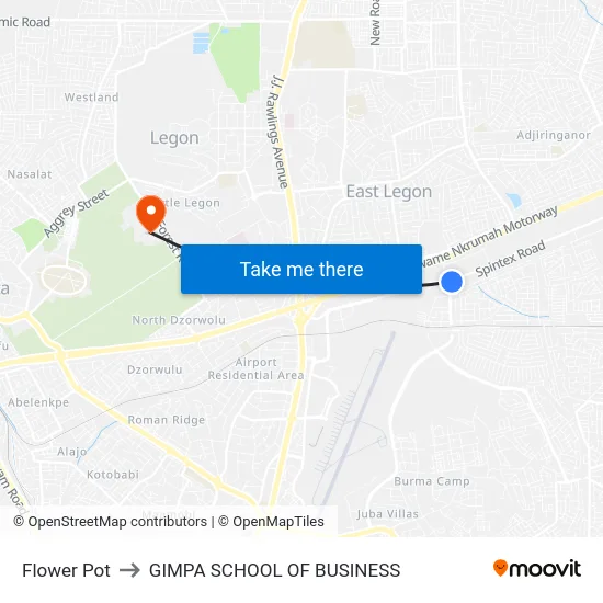 Flower Pot to GIMPA SCHOOL OF BUSINESS map