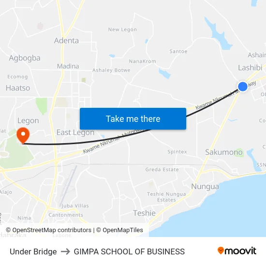 Under Bridge to GIMPA SCHOOL OF BUSINESS map