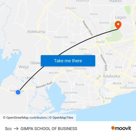 Scc to GIMPA SCHOOL OF BUSINESS map