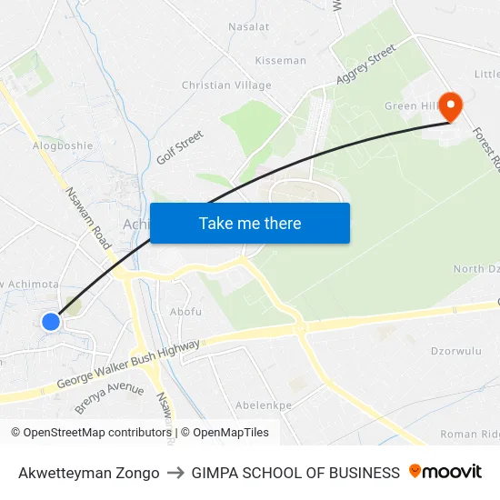 Akwetteyman Zongo to GIMPA SCHOOL OF BUSINESS map