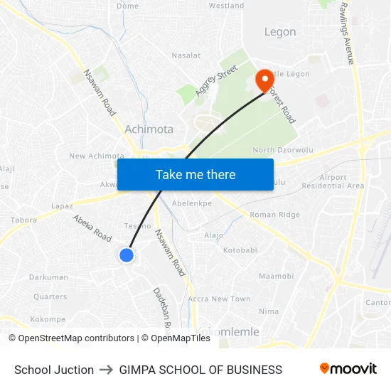 School Juction to GIMPA SCHOOL OF BUSINESS map