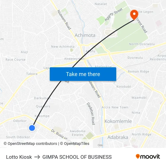 Lotto Kiosk to GIMPA SCHOOL OF BUSINESS map