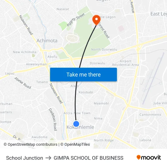 School Junction to GIMPA SCHOOL OF BUSINESS map