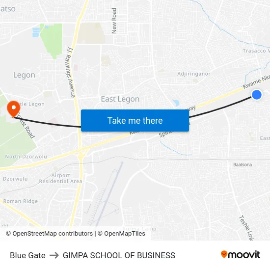 Blue Gate to GIMPA SCHOOL OF BUSINESS map