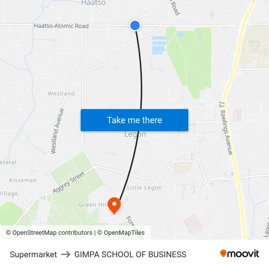 Supermarket to GIMPA SCHOOL OF BUSINESS map