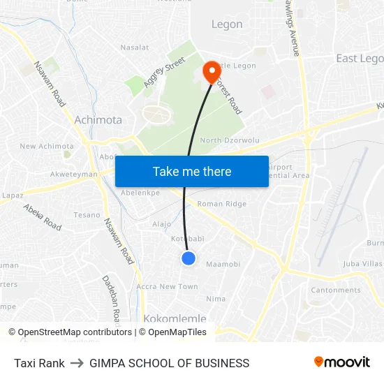 Taxi Rank to GIMPA SCHOOL OF BUSINESS map